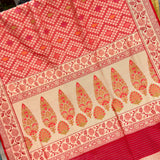 Peach colour pure katan silk Handwoven banarasi saree
