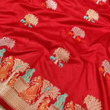 Red Colour Pure Katan Silk Handwoven Banarasi Saree