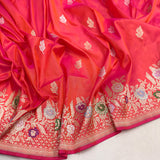 Dual shade pure katan silk Handwoven banarasi saree