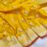 Yellow Color Katan Silk Handwoven Banarasi Saree
