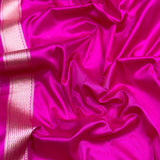 Rani pink colour pure katan silk handwoven banarasi saree