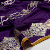 Purple colour pure katan silk Handwoven banarasi saree