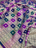 Multicolor Pure Katan Silk Handwoven Banarasi Saree