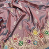 Dual shade pure katan silk Handwoven banarasi saree