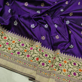 Purple Color Pure Katan Silk Handwoven Banarasi Saree