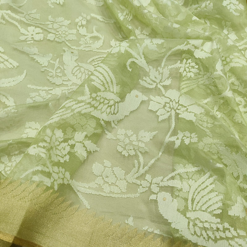 Pure Kora Net Handwoven Banarasi Saree