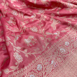 Light pink colour pure Katan silk handwoven banarasi saree
