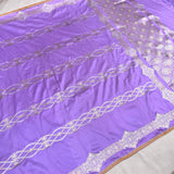 Lavender colour pure katan silk handwoven banarasi saree