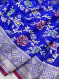 Royal blue colour Pure Katan Silk Handwoven Banarasi Saree