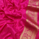 Pink colour Pure Katan silk handwoven banarasi saree