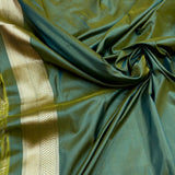 Peacock green colour pure katan silk Handwoven banarasi saree