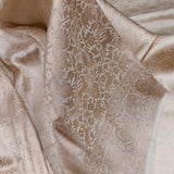 Off white colour pure katan silk Handwoven banarasi Tanchoi saree