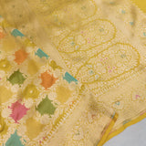 Yellow colour Pure katan silk Handwoven banarasi saree