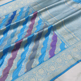 Sky blue colour pure katan silk Handwoven banarasi rangkat saree