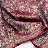 Whine colour pure katan silk Handwoven banarasi Tanchoi saree