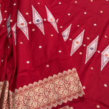 Red colour pure katan silk Handwoven banarasi saree