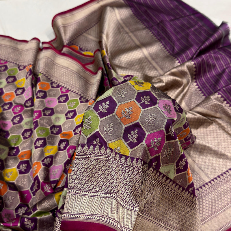 Pure katan silk Handwoven banarasi rangkat saree