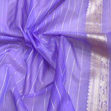 Lavender colour pure kora Handwoven Banarasi saree