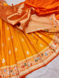 Orange Colour Pure Katan Silk Handwoven Banarasi Saree