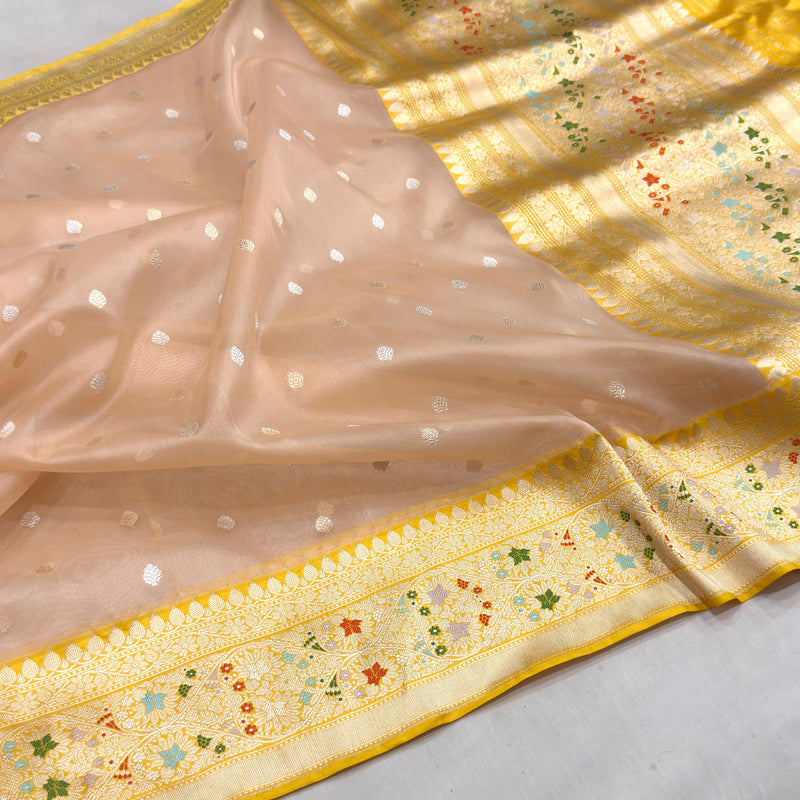 Pure Kora handwoven Banarasi saree