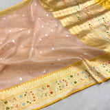 Pure Kora handwoven Banarasi saree