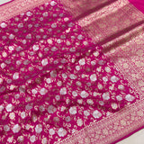Pink colour pure Katan silk handwoven banarasi saree