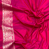 Rani pink colour pure katan silk handwoven banarasi rangkat saree
