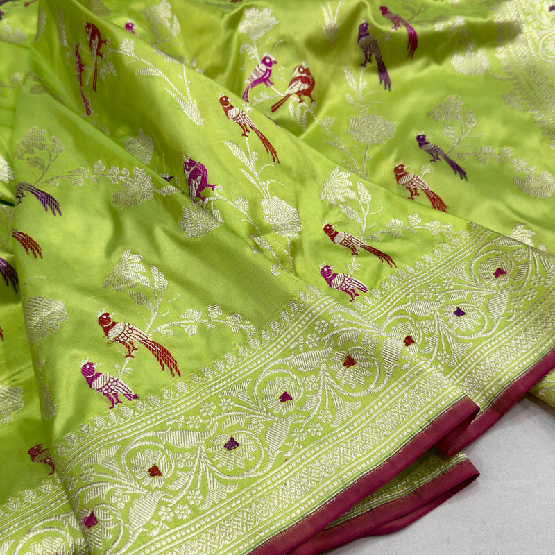 Pure katan silk Handwoven banarasi saree