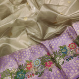 Grey Colour Pure Tissue Silk Handwoven Banarasi Saree