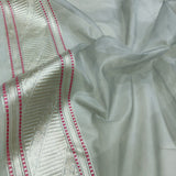 Grey colour pure kora handwoven banarasi saree