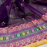 Purple colour pure kora handwoven banarasi saree