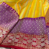 Multicolour Pure kora Handwoven banarasi saree