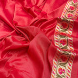 Orange colour pure katan silk Handwoven banarasi saree