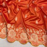 Orange colour pure katan silk Handwoven banarasi saree