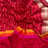 Wine colour pure Kora handwoven banarasi saree
