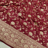 Brown colour pure katan silk handwoven banarasi saree