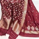 Brown colour pure katan silk two piece