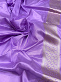 Lavender colour pure katan silk Handwoven banarasi saree