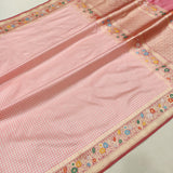 Pink colour pure katan silk handwoven banarasi saree