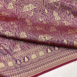 Whine colour pure katan silk Handwoven banarasi Tanchoi saree