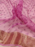 Pink colour Pure Kora Silk Handwoven Banarasi Saree