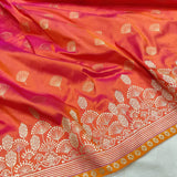 Orange Color Pure Katan Silk Handwoven Banarasi Saree
