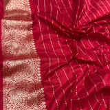 Red colour pure katan silk Handwoven banarasi rangkat saree