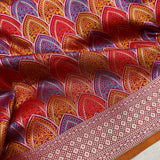 Red colour pure katan silk handwoven banarasi saree