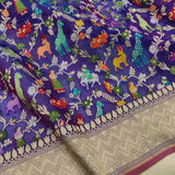 Royal blue Pure Kora Silk Handwoven Banarasi Saree