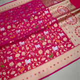 Dual shade pure katan silk Handwoven banarasi saree