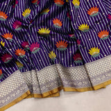 Purple colour pure Katan Silk Handwoven Banarasi Saree