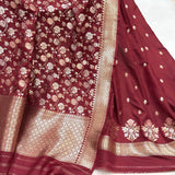 Brown colour pure katan silk two piece