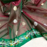Dual sade pure kora Handwoven Banarasi saree