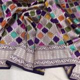 Multicolour pure katan silk Handwoven banarasi Rangkat saree